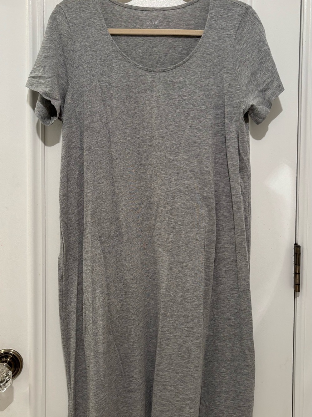 Classic Grey Scoop Neck Women's Dress